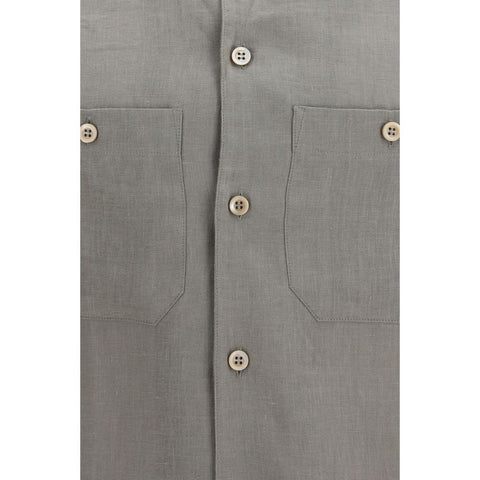 Bicolor Linen Dress Shirt