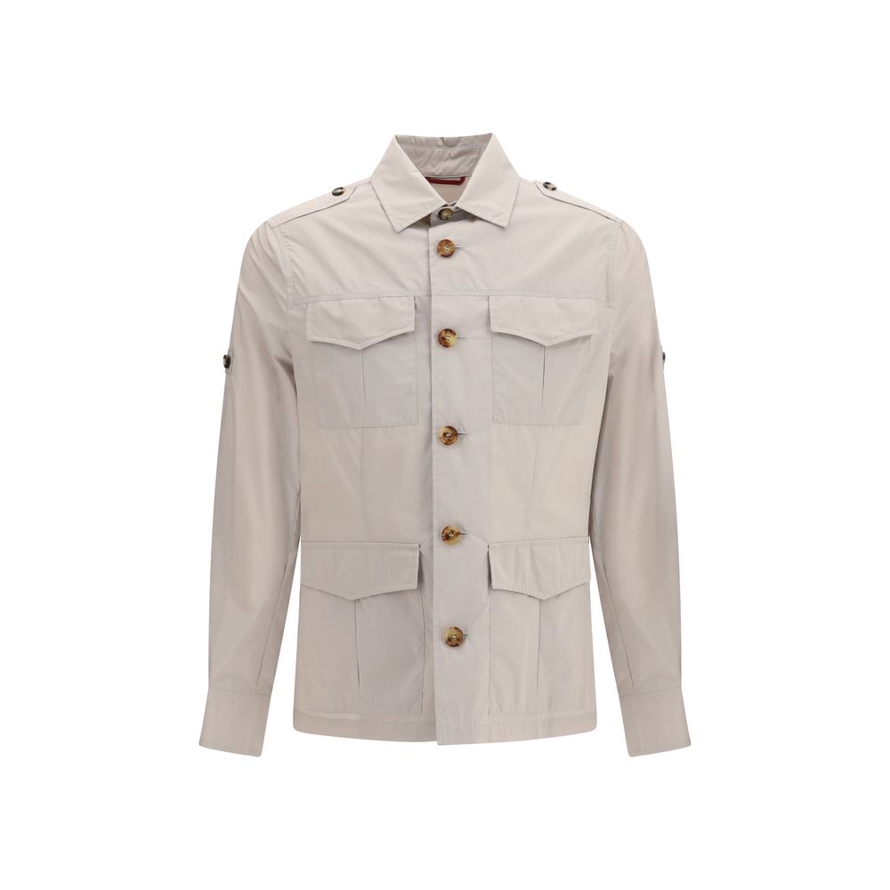 Beige Cotton Full-Length Jacket