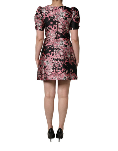 Multicolor Floral Brocade A-line Mini Dress