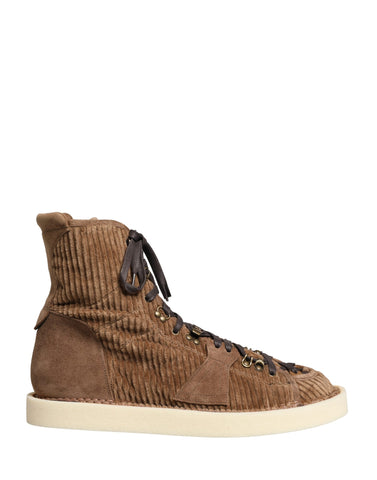 Brown Corduroy High Top Oxford Boots