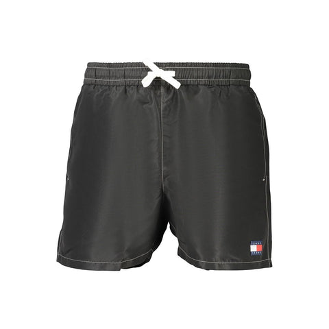 Black Polyester Men's Swimwear