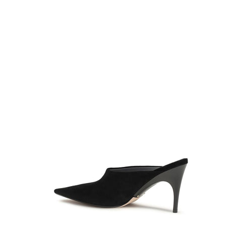 Black Suede Leather Mules