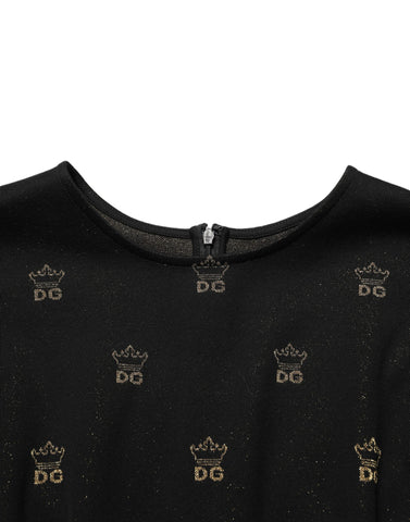 Black DG Crown Short-Sleeve Sheath Dress