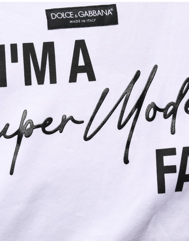 White I'm A Super Model Fan Print Jersey T-shirt