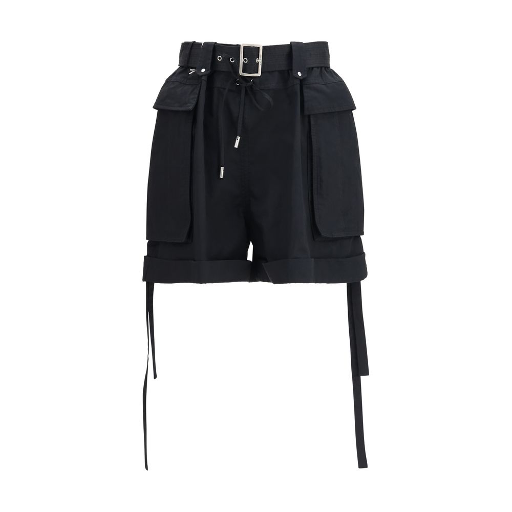 Black Cotton Bermuda Shorts