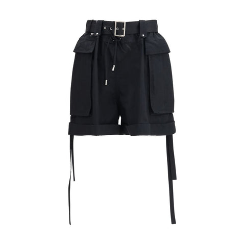 Black Cotton Bermuda Shorts