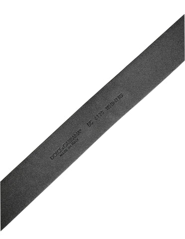 Black Leather Prince Crown Logo Buckle Belt
