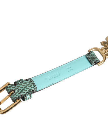 Green Leather Daisy Crystal Embellished Waist Belt
