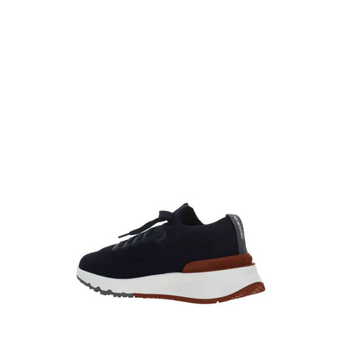 Blue Cotton Low Top Sneakers