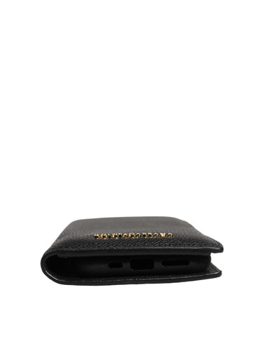 Case Flip Cover Black Calf Leather iPhone11 PRO Phone