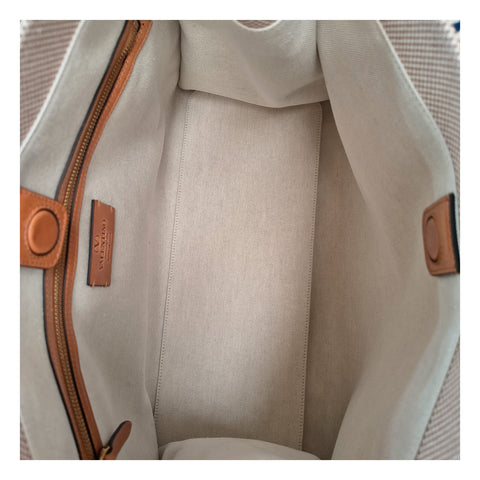 Beige Fabric Handbag