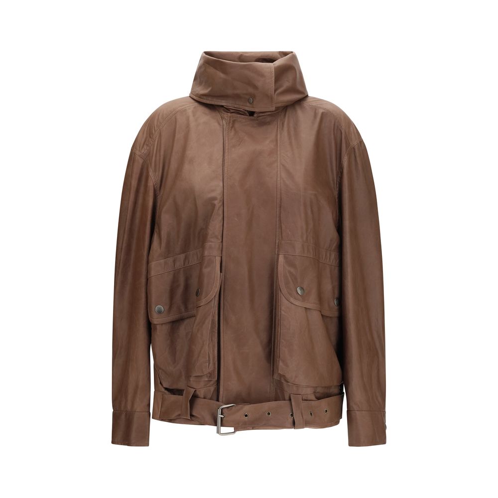 Brown Lamb Ovis Aries Aries Leather Jacket