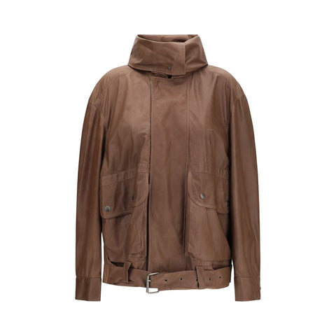 Brown Lamb Ovis Aries Aries Leather Jacket