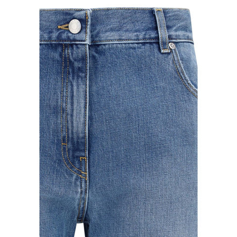 Blue Cotton Straight-Leg Jeans