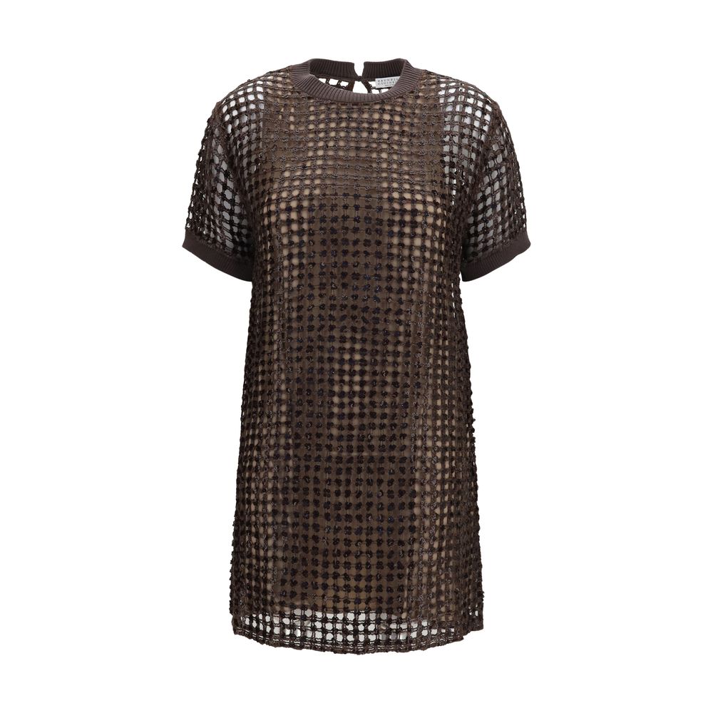 Brown Silk Cocktail Dress