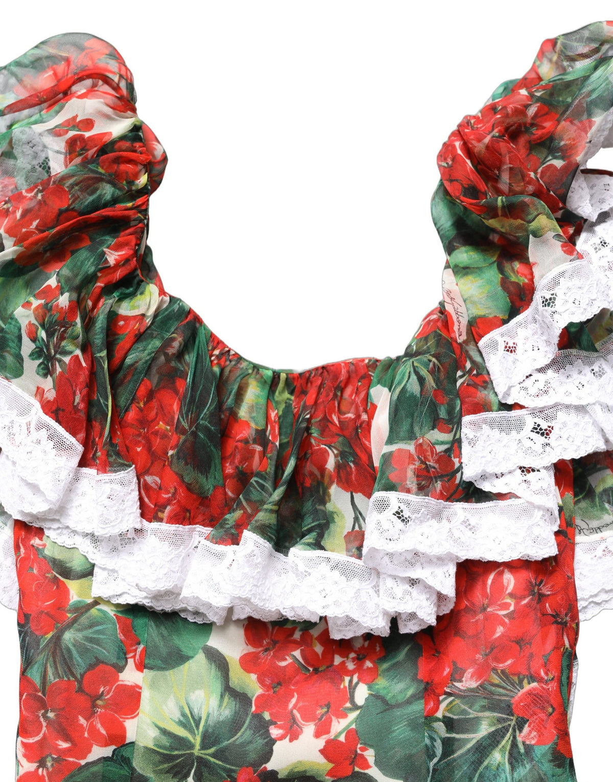 Multicolor Geranium Flower Lace Maxi Dress