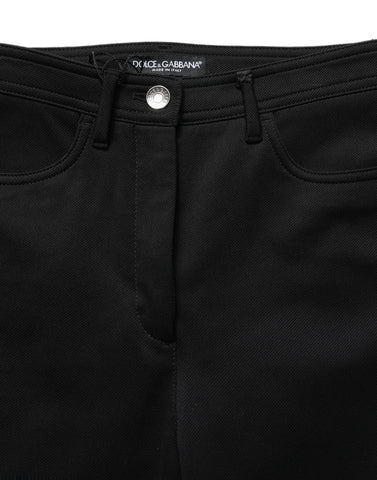 Black Nylon Stretch Skinny High Waist Pants