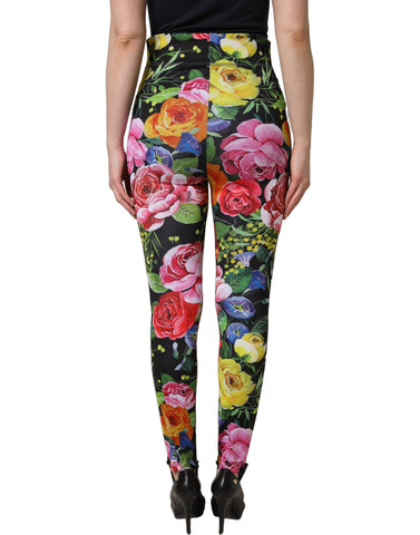 Multicolor Floral Stretch Jersey Leggings Pants