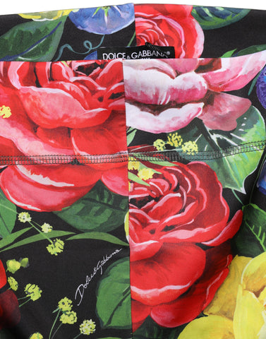 Multicolor Floral Stretch Jersey Leggings Pants