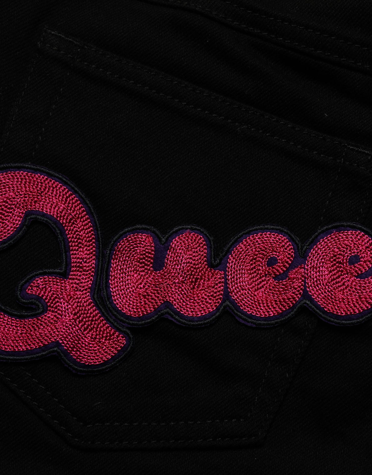Black Queen Embroidery PRETTY Denim Jeans