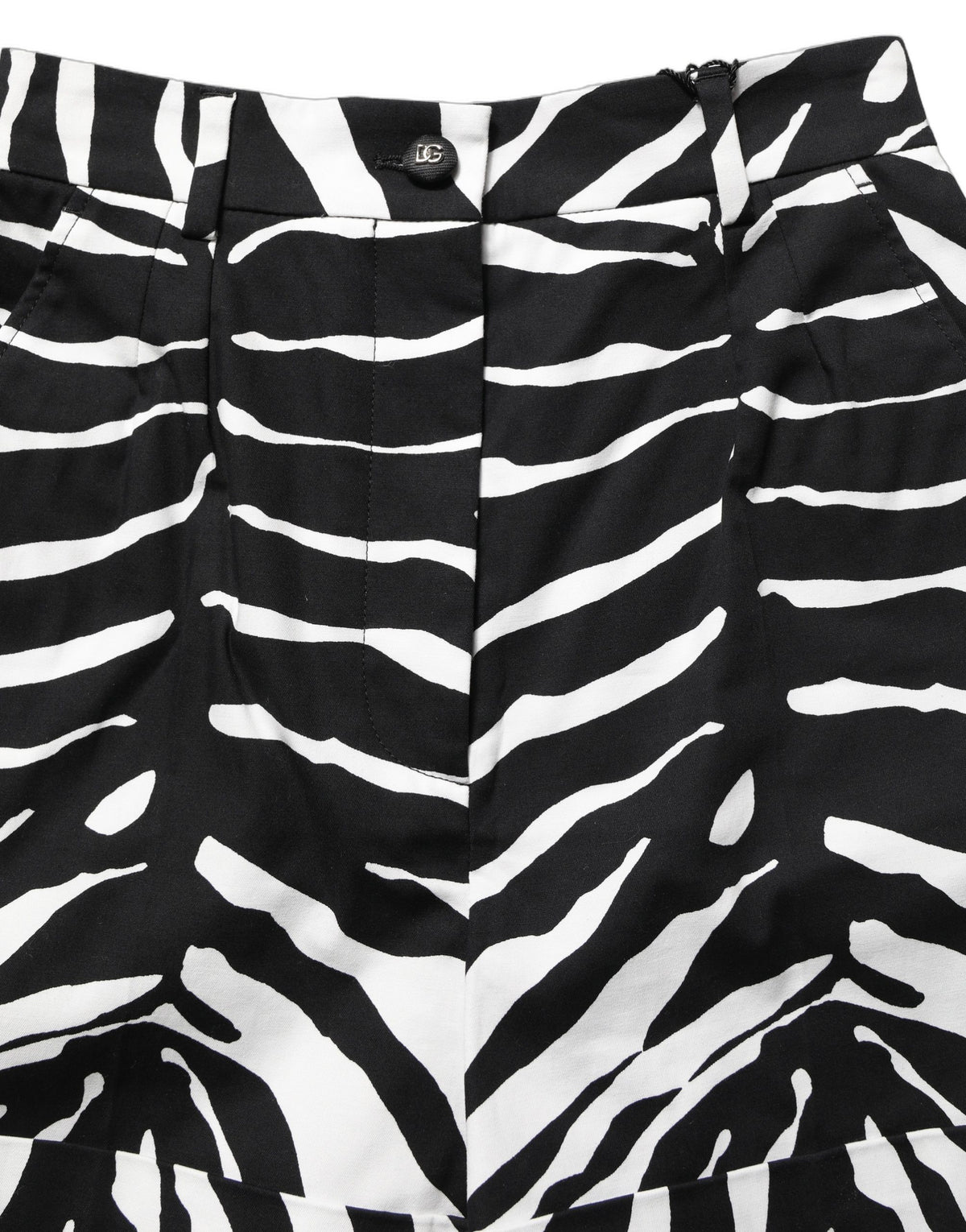 Black White Zebra Print Cotton High Waist Shorts