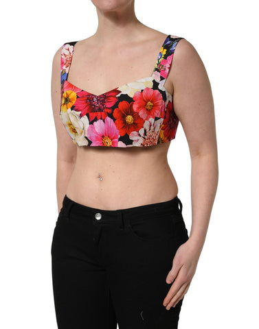Multicolor Floral Cropped Bustier Tank Top