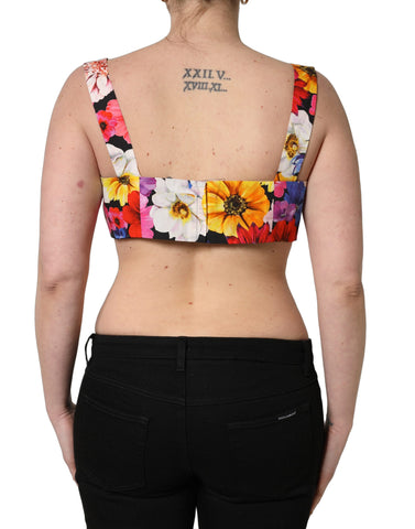 Multicolor Floral Cropped Bustier Tank Top