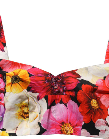 Multicolor Floral Cropped Bustier Tank Top