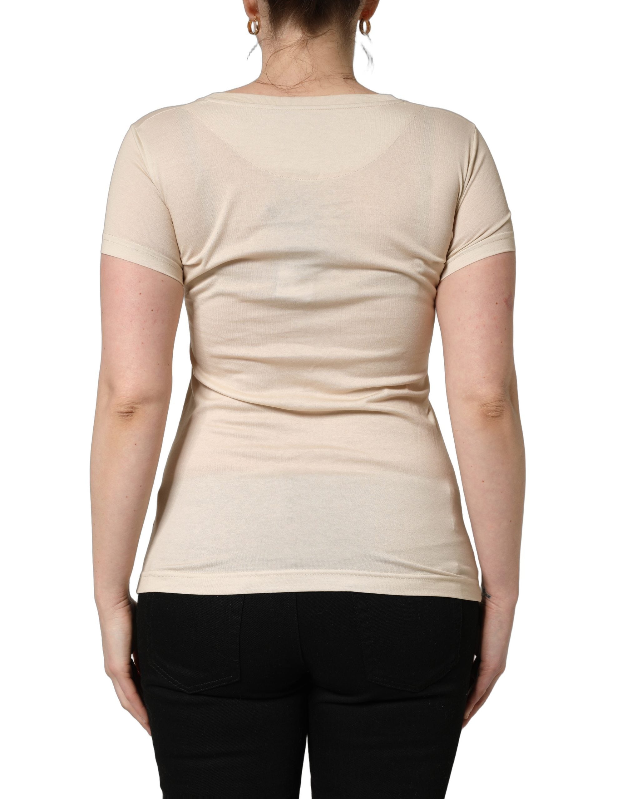 Beige Jungle Print Cotton Round Neck T-Shirt