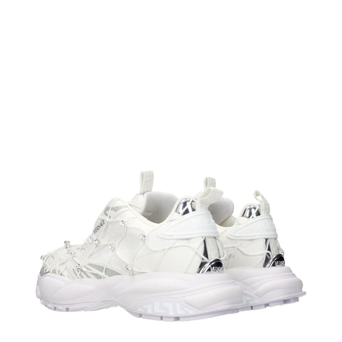 White Fabric Sneakers