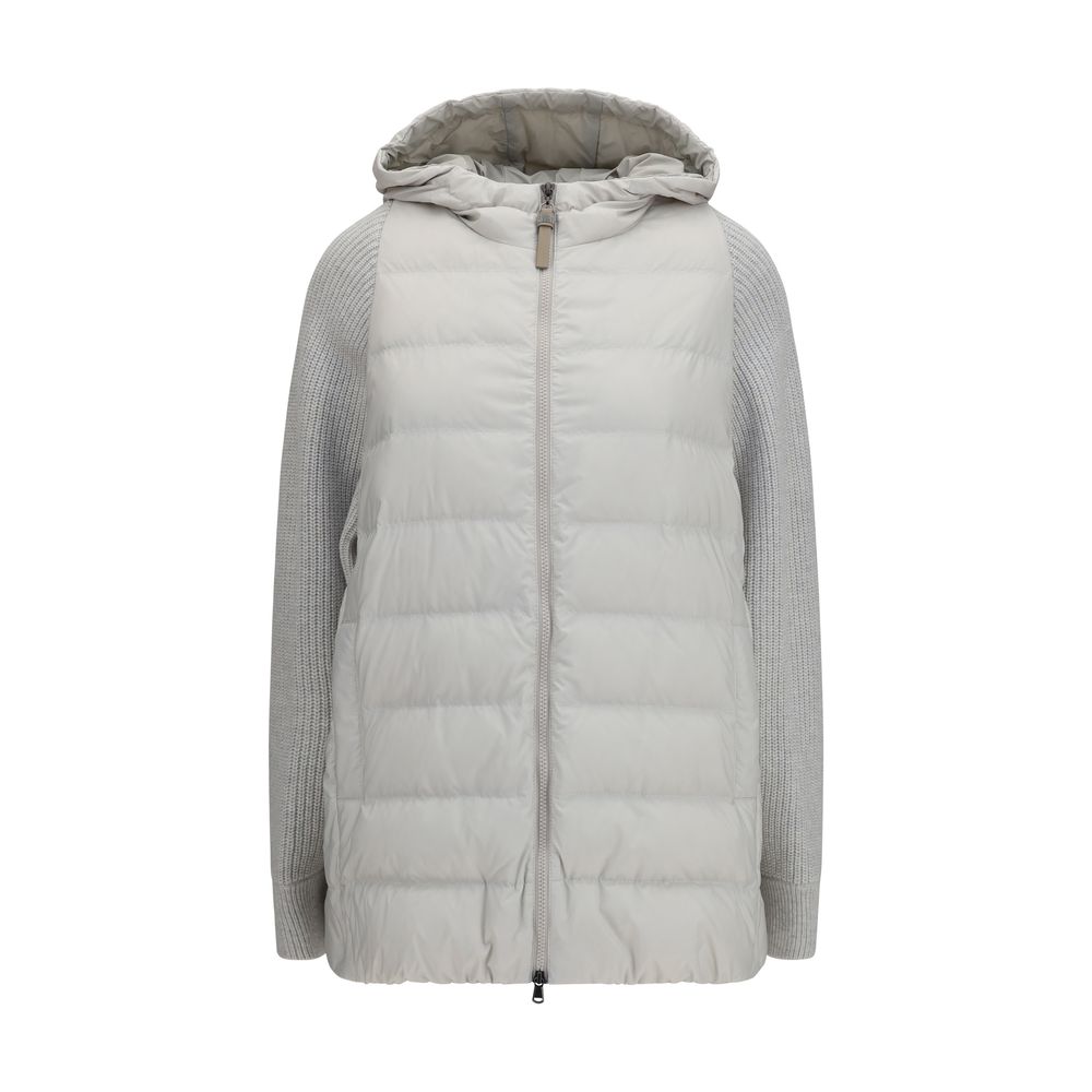 Gray Polyester Full-Length Jacket