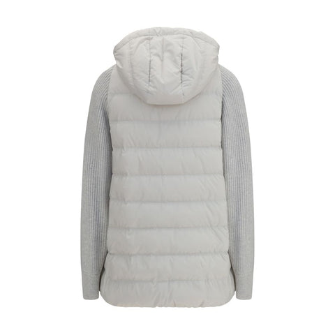 Gray Polyester Full-Length Jacket