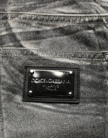 Grey Washed Mid Waist Straight Denim Jeans