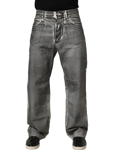 Grey Washed Mid Waist Straight Denim Jeans