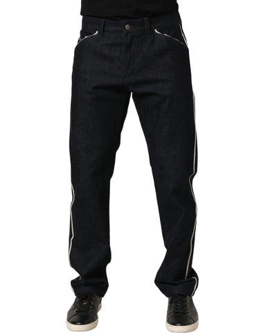 Black Cotton Mid Waist Classic Men Denim Jeans