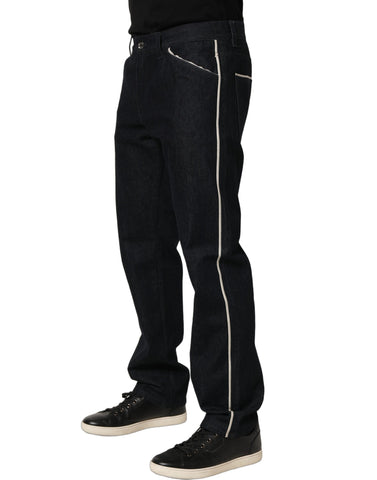 Black Cotton Mid Waist Classic Men Denim Jeans