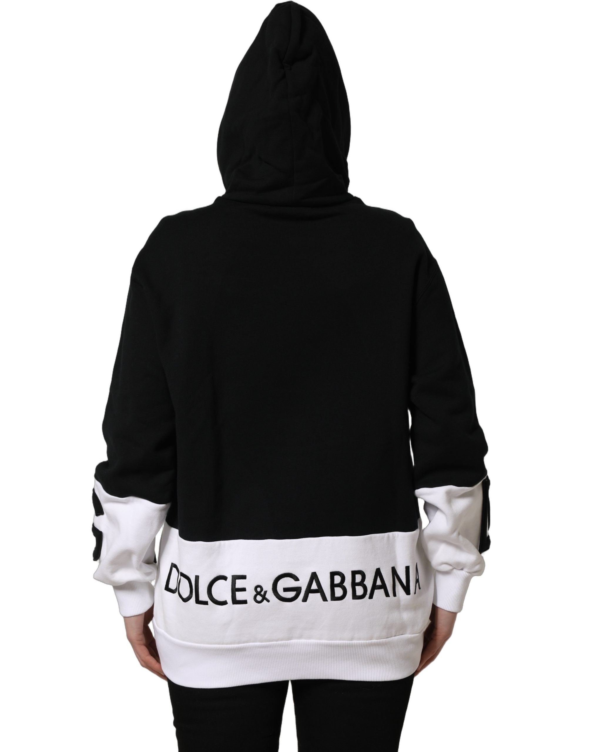 BlackWhite Appliqué Hooded Sweatshirt Sweater