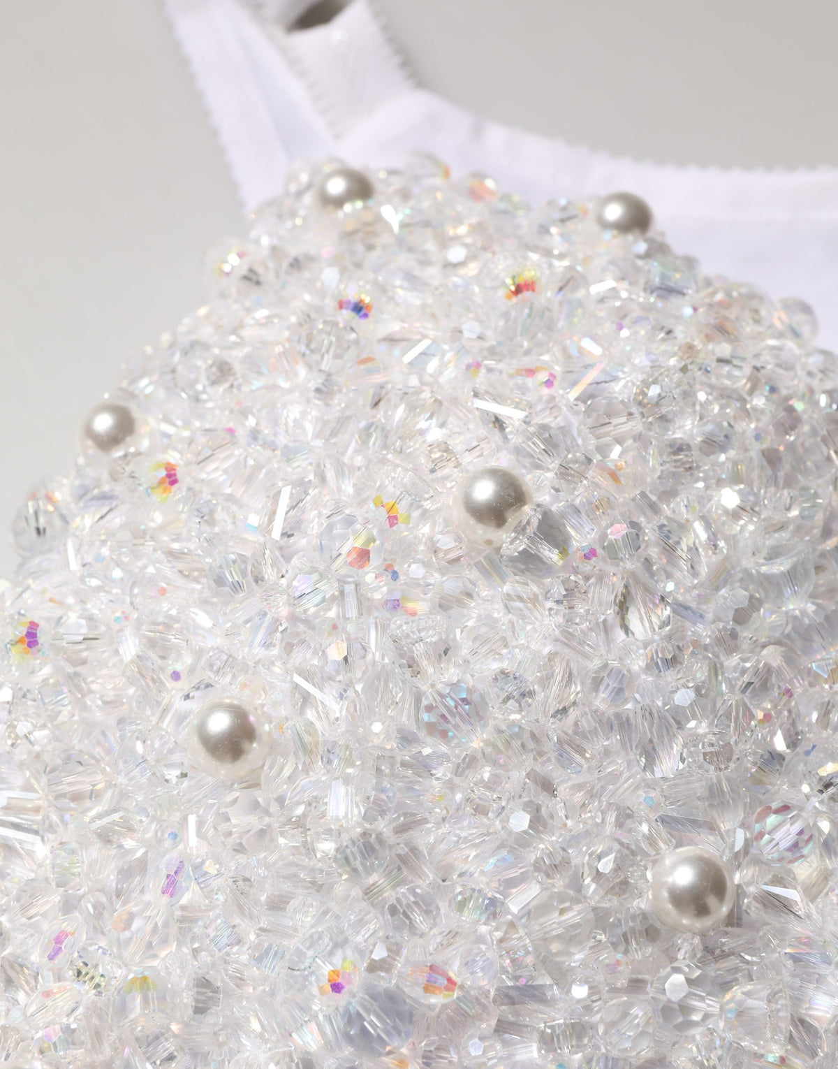 White Pearls Beaded Corset Bustier Crop Top