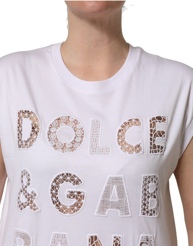 White Logo Round Neck Sleeveless T-shirt