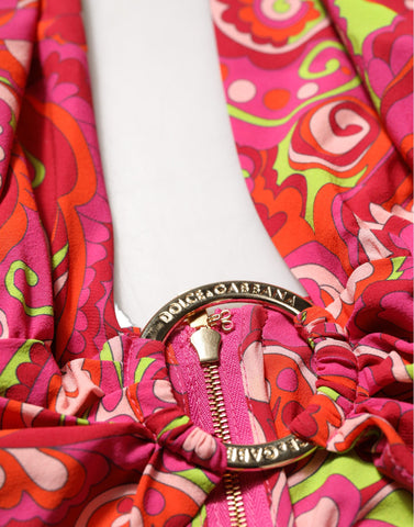 Red Paisley Silk Halter Neck Crop Tank Top