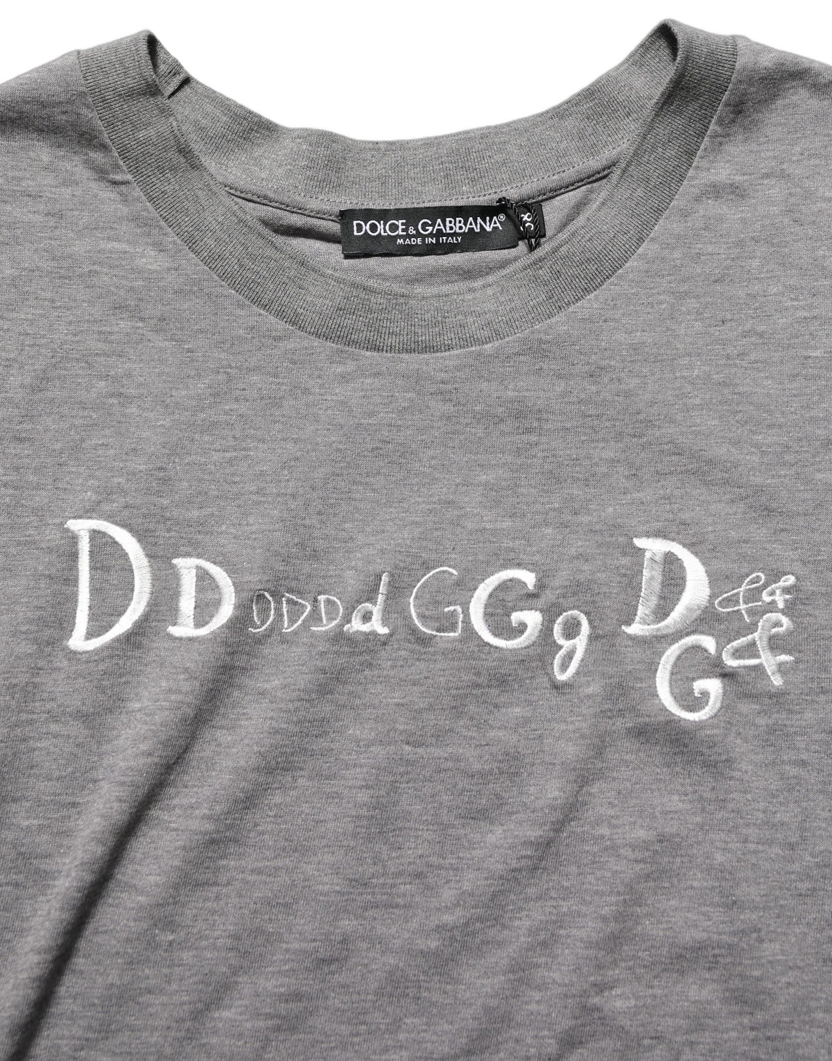 Gray Logo Embroidery Short Sleeve T-shirt