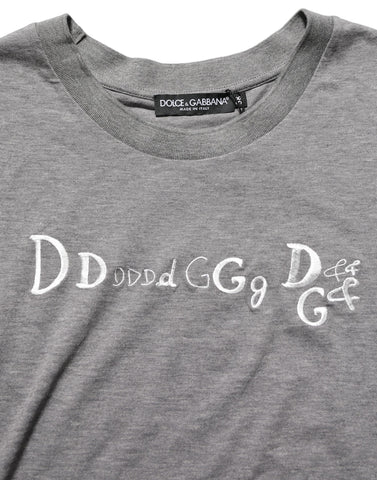 Gray Logo Embroidery Short Sleeve T-shirt