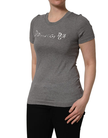 Gray Logo Embroidery Short Sleeve T-shirt