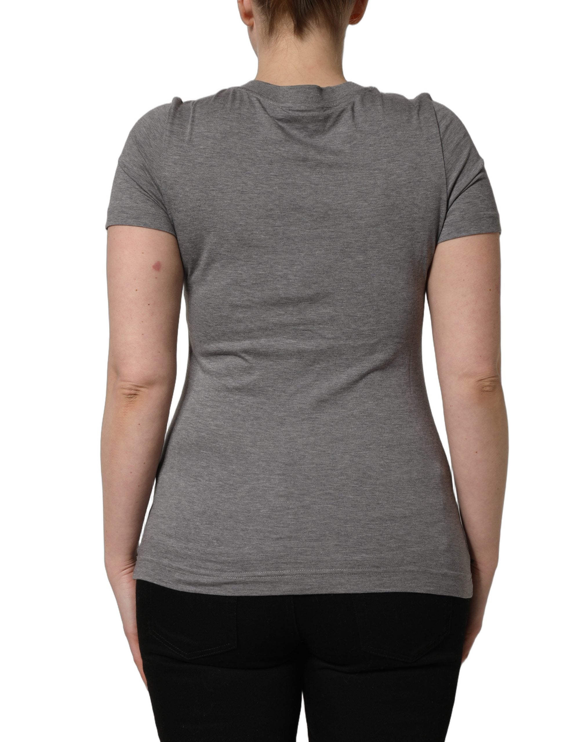 Gray Logo Embroidery Short Sleeve T-shirt