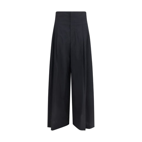 Black Cotton Casual Pants