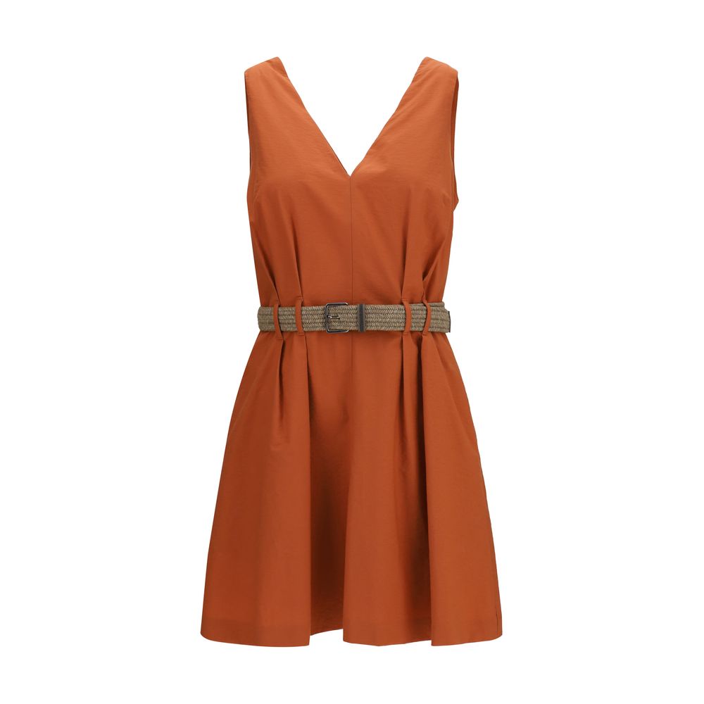 Orange Cotton Casual Dress
