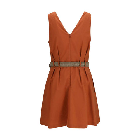 Orange Cotton Casual Dress