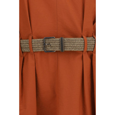 Orange Cotton Casual Dress