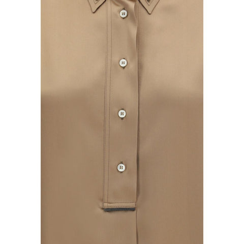 Beige Silk Shortsleeve Shirt