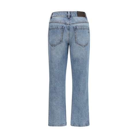 Blue Cotton Straight-Leg Jeans